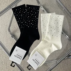 Womens Socks Embellished Little Rhinestone Cluster Crew Socks