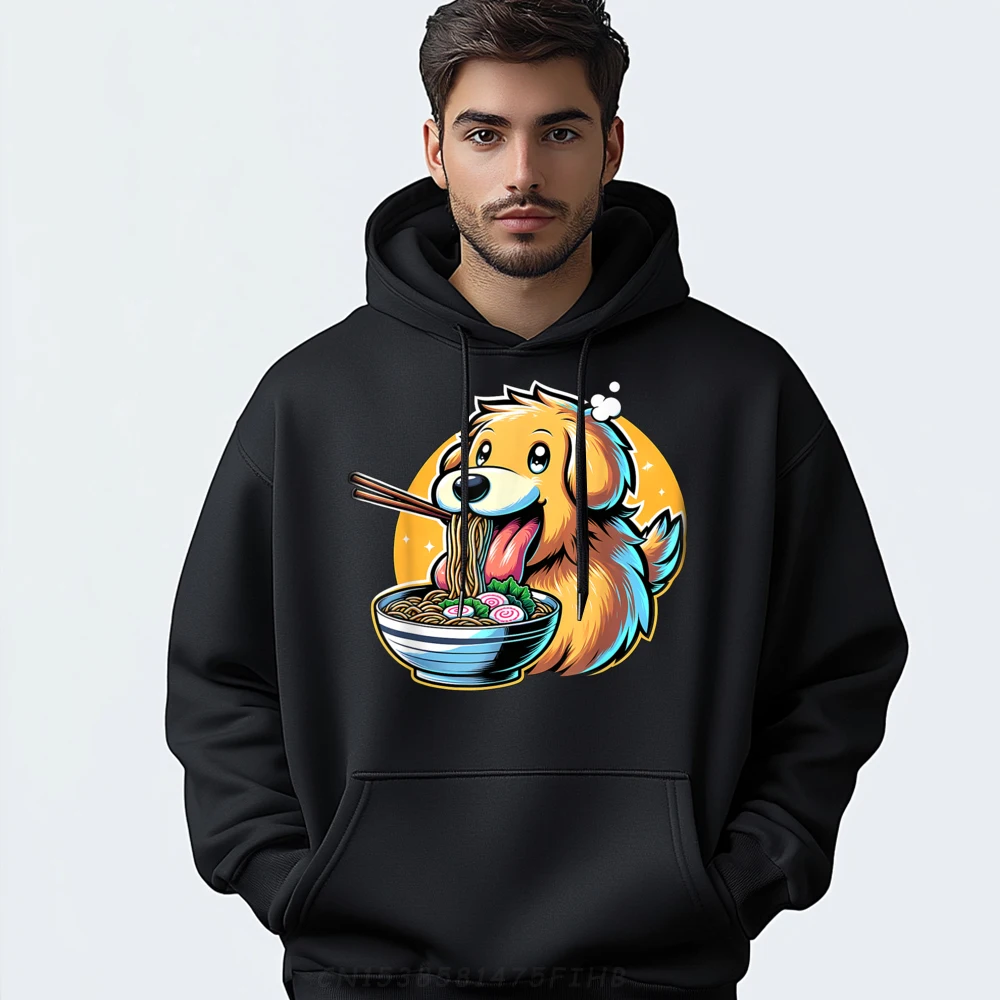 

Kawaii Golden Retriever Dog Ramen Luxury Clothing Skin-Friendly Polyester Hoodie Men 4th Of July