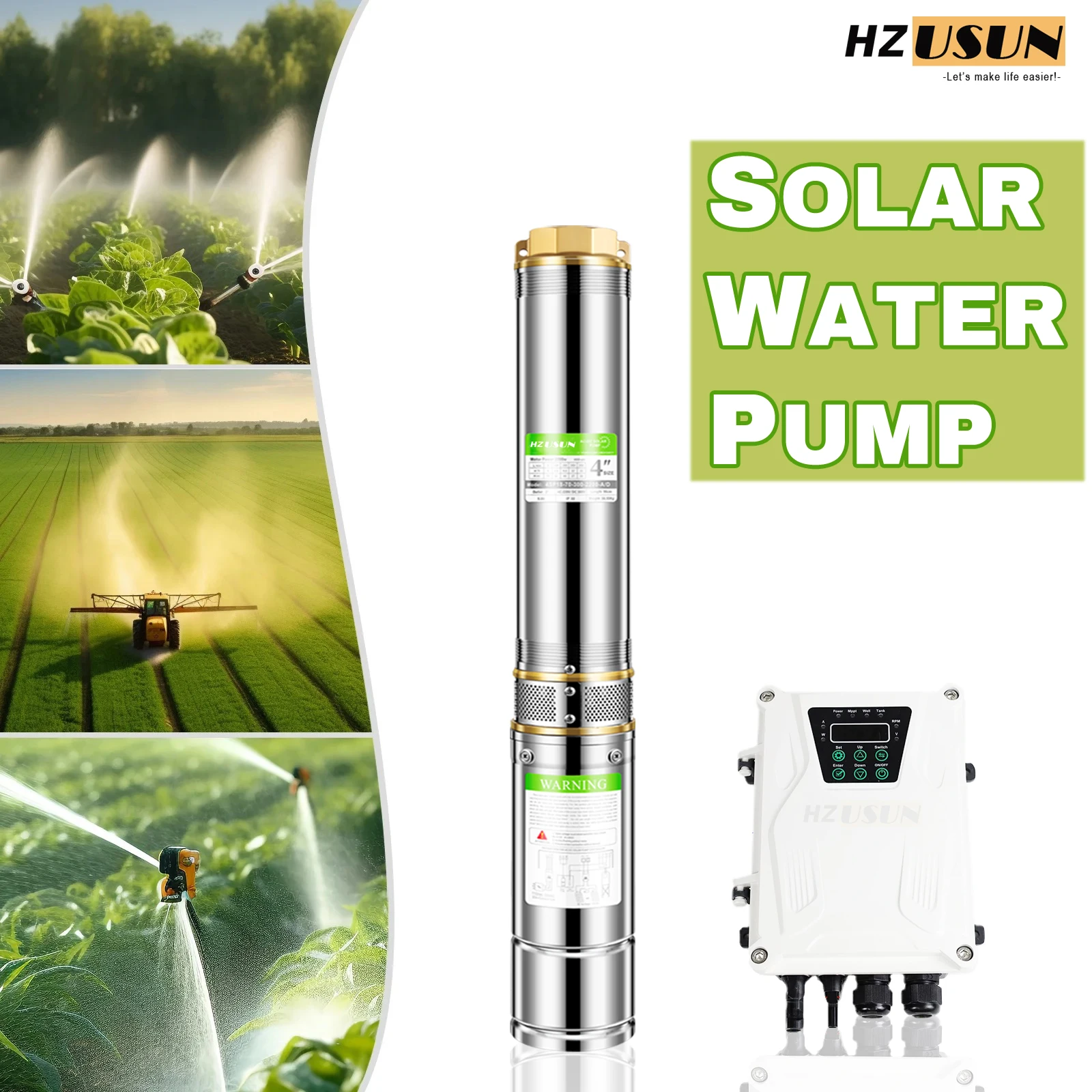 2HP 150 Ft Borewell DC Solar Submersible Water Pump Price 2'' Delivery Hose High Capacity Solar Pump for Farm Ranch Irrigation