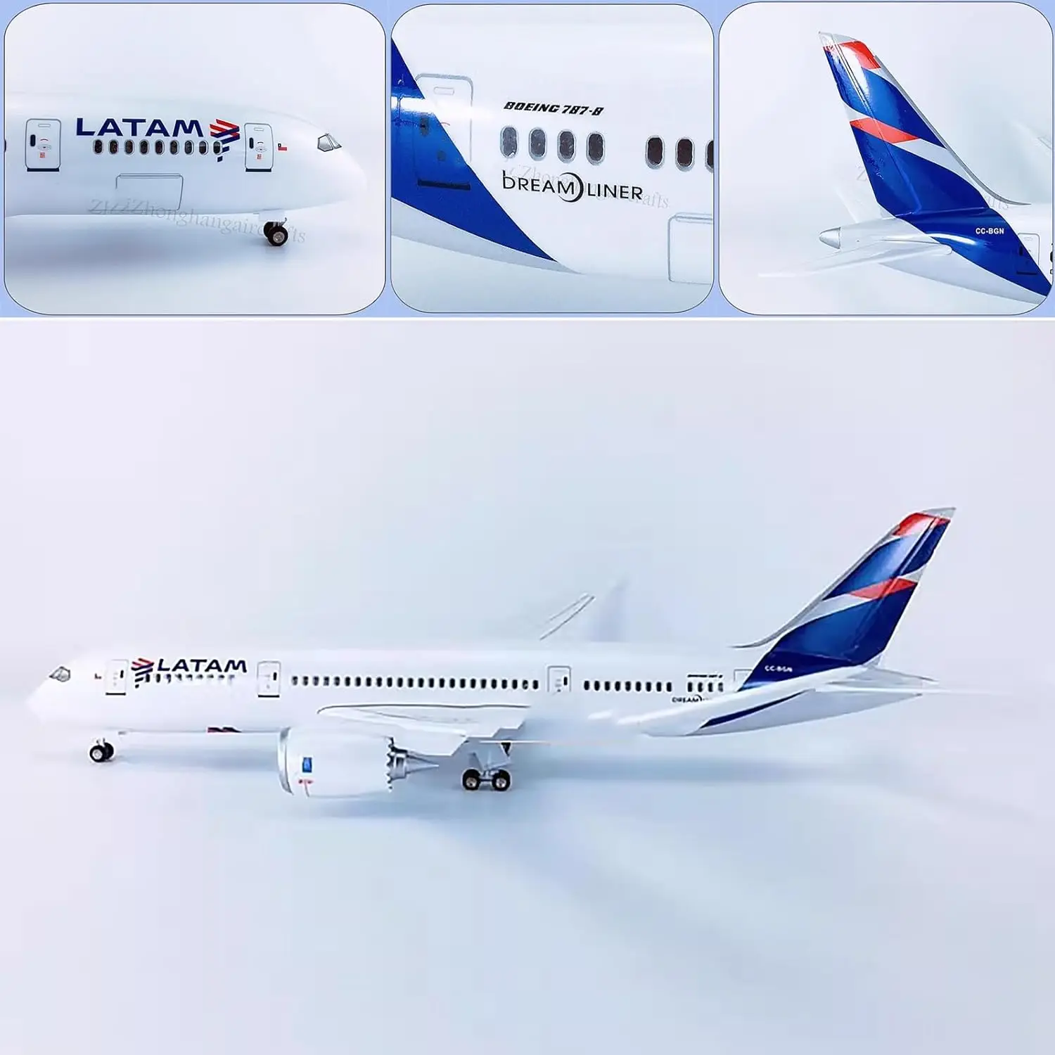 43CM B787 Dreamliner Model Plane Toy 787 Chile LATAM Airways Diecast Airplane W Light and Wheel For Collection Material Gift