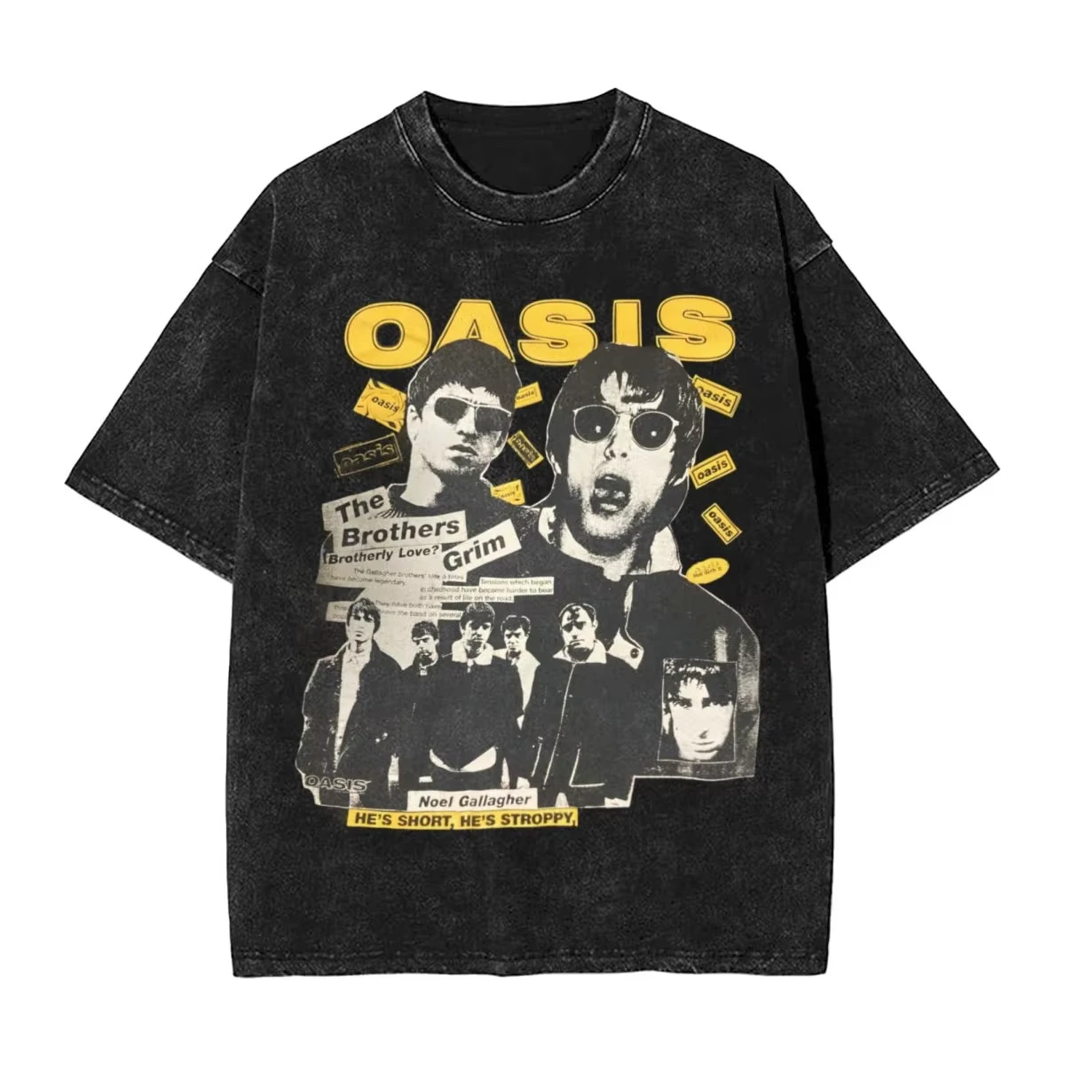 Summer New Oasis Band Vintage Washed T Shirt Men Women Harbor Style Cotton Casual Short Sleeve Tee Streetwear Oversize Loose Top