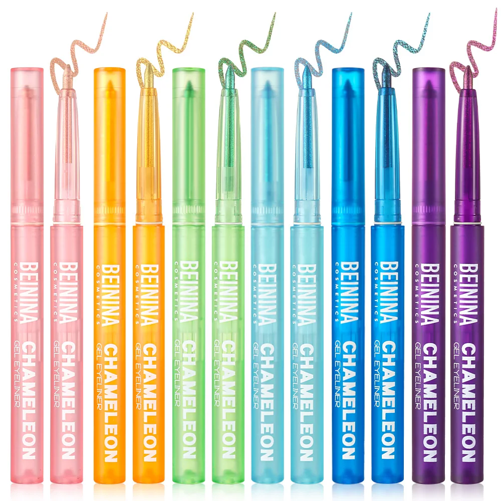 Shiny Chameleon Green Eyeliner Gel Metallic Eyeshadow Multicolor Eye Liner Pearlescent Polarized Glitter Eye Pigment Makeup