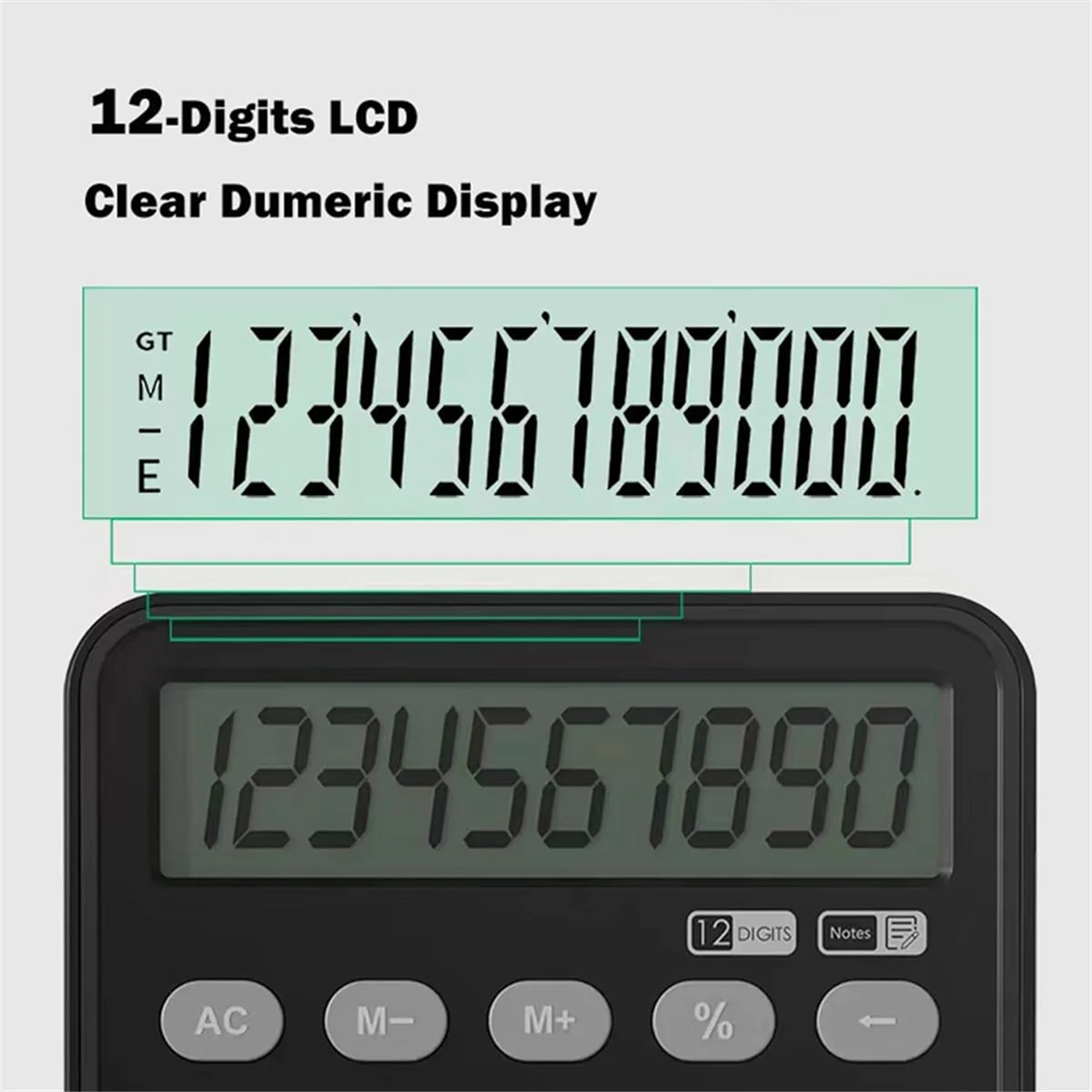Calculadora básica portátil com Notepad, 12-Digit Display, Calculadora Desk, Escrita Tablet