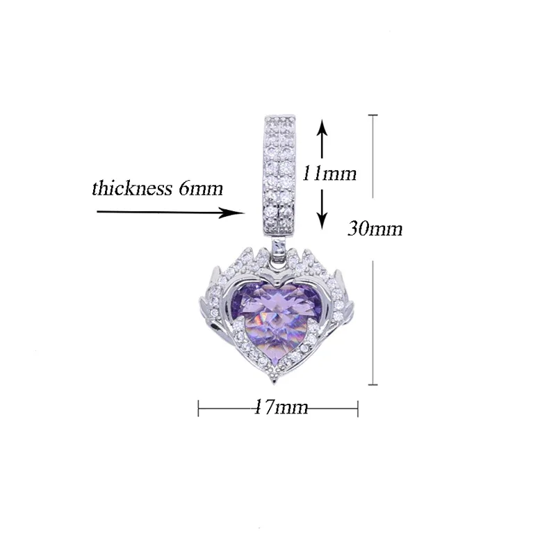 

Bling Cubic Zirconia Paved Gorgeous Charming Heart Purple CZ Wedding Necklace for Women Party Lady's New Trendy Jewelry