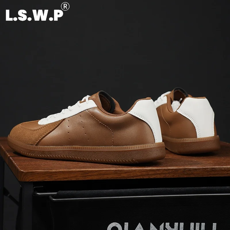 Men's Casual Shoes, European and American Style, Men's German Training Sneakers, Color-Blocking Retro Casual Shoes, Non-Slip Rubber Sole, Breathable Low-Top Sneakers, Fashionable Men's Shoes for Daily Travel and Commuting, Versatile Multi-Color Shoes