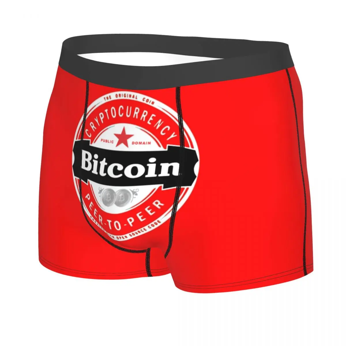 Custom Male Cool Bitcoin Crypto Brewsky Underwear BTC Blockchain Coins Boxer Briefs Stretch Shorts Panties Underpants