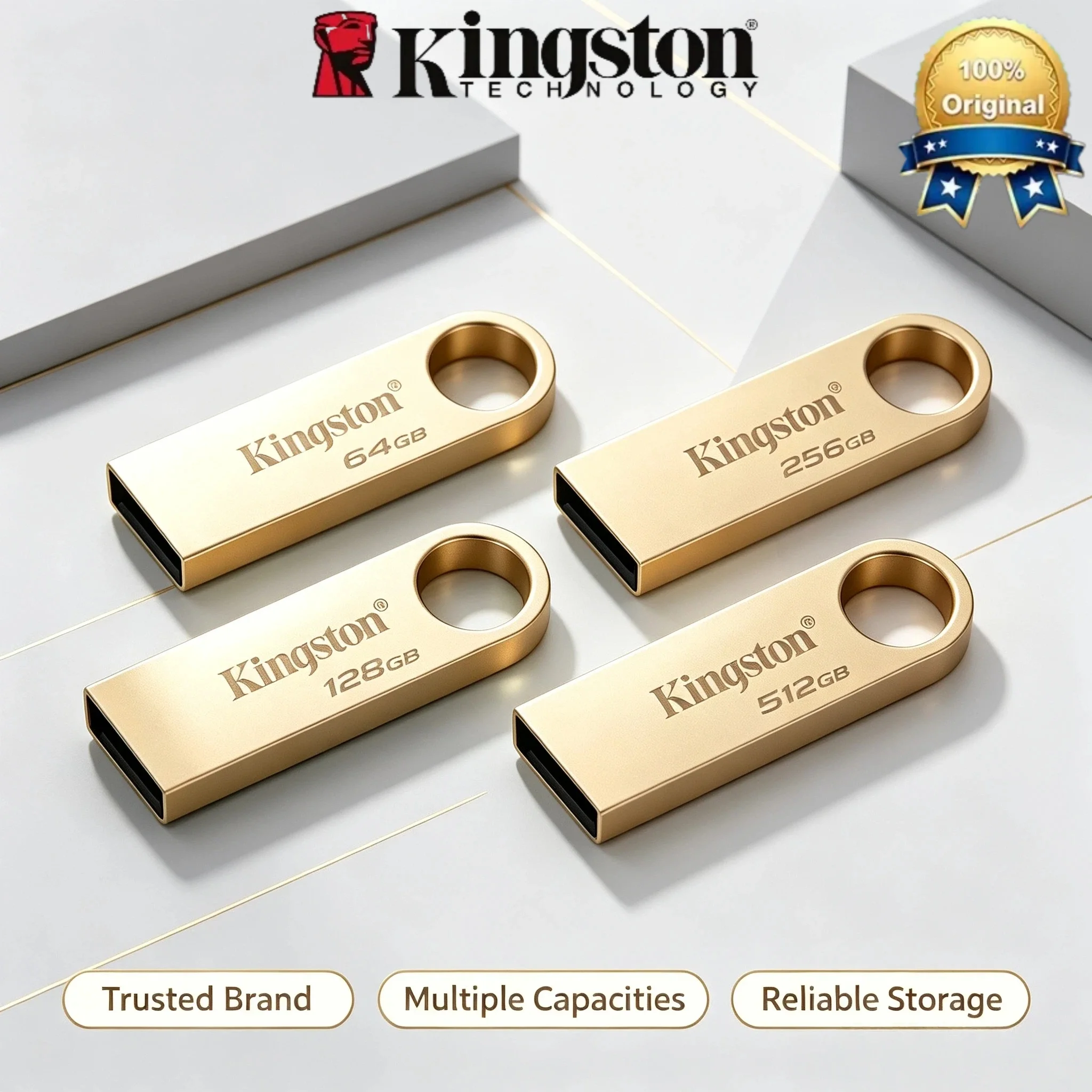 Kingston High Speed USB 3.2 Metal Flash Drive 220MB/s Read 100MB/s Write Pen Drive for TV Car Computer USB Disk