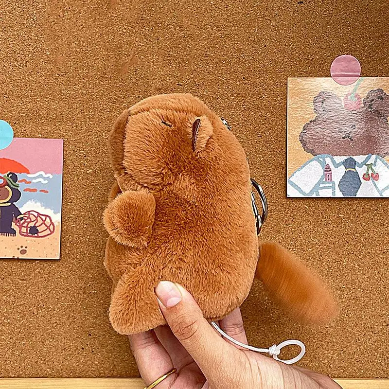 11cm Super soft capybara plush toys cute wagging tail doll creative keychain backpack accessories pendant kids gift couple