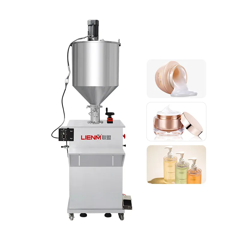 Newly Designed Vertical Paste Filling Machine with Stirring and Heating Semi-automatic Cosmetic Cream Filling Machine