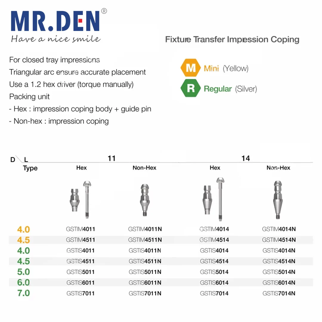 Mr den zahn ärztliche Titan legierung Osstem Ersatz für Odontit Implantat Zubehör Abdruck Coping Transfer geschlossene Tray Bar