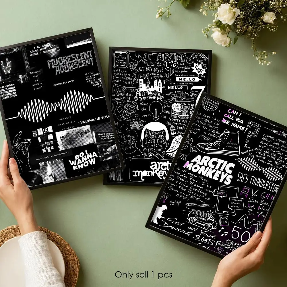 A-Arctic M-Monkeys Poster Stickers HD Painting Self-Adhesive Art for Bedroom Living Room Home Decor Modern Wall Decals Gift