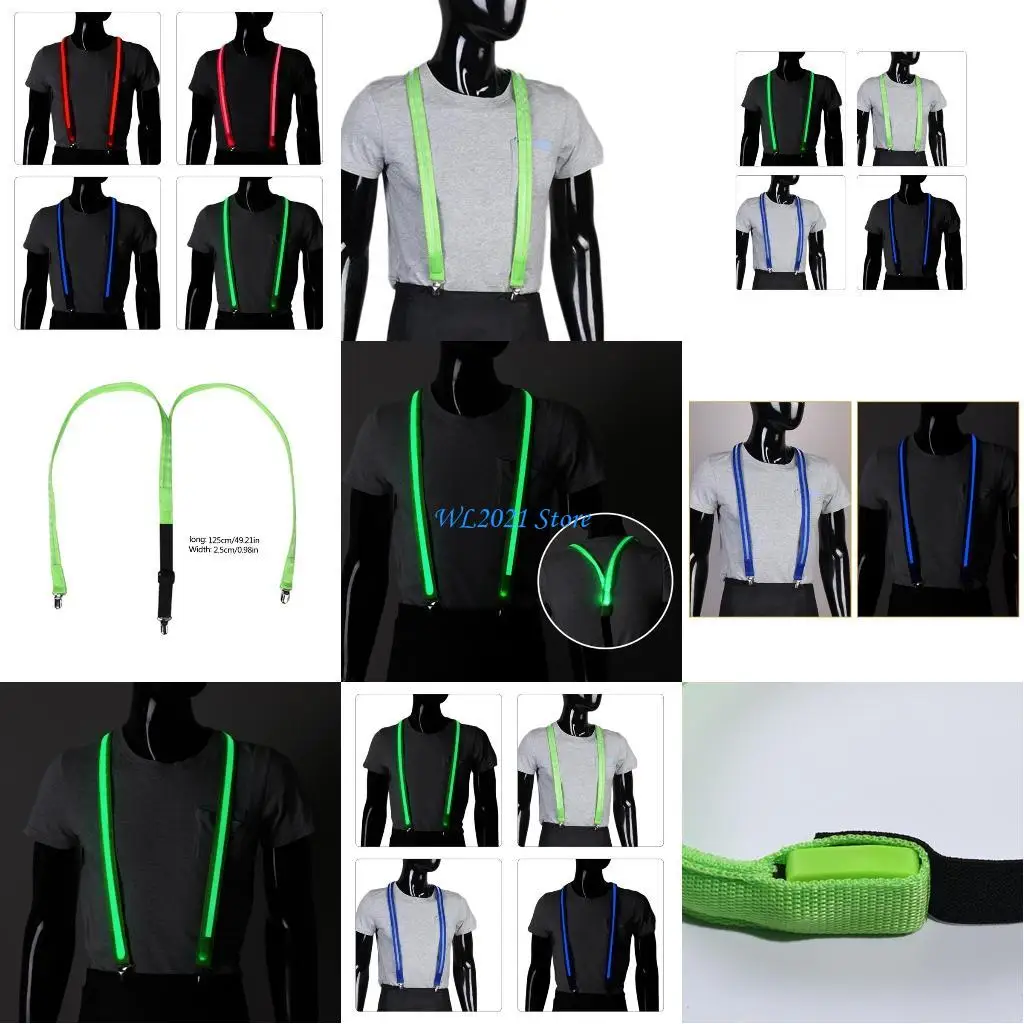 G5GC دعامة تعليق مضيئة للرجال حزام تسخير الظهر للمهرجانات الموسيقية والحفلات الليلية والنوادي الليلية وحزام عبودية الكتف