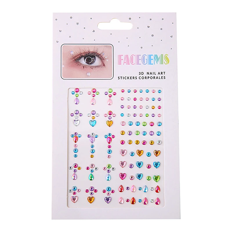 Rhinestone 3D Eyeliner Stickers Crystal Tattoo Sticker Glitter Eyeliner Eyebrow Makeup Face Eyes Diamond Temporary Tattoo Rock