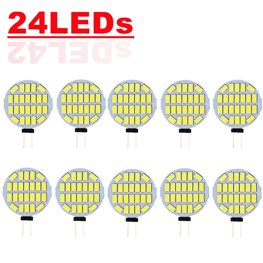 Imagem -01 - Refletor Led Redondo para Capa e Barco Lâmpada g4 Lâmpada de Halogéneo de Substituição Lâmpada Highbrightness sem Cintilação 5730 12v 24v 10 Pcs refletor led redondo para capa e barco lampada g4 lampada de halogeneo de substituicao lampada highbrightness sem cintilacao 5730 12v 24v 10 pcs 01