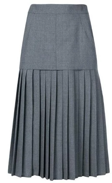 

Юбка миди Thombraden в деловом стиле, серая, с высокой талией, плиссированная, теплая, весна-лето, женская модная юбка миди с высокой талией