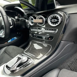 Car ABS Center Console Panel Decoration Cover Trim Carbon Fiber Color Sticker For Mercede Benz C Class W205 15-18 GLC X253 16-18