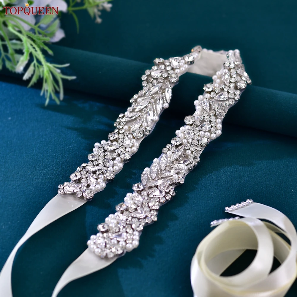 

Роскошный свадебный пояс TOPQUEEN с кристаллами, ручной работы, для платья подружки невесты, праздничный подарок, аксессуар для банкета и вечеринки S100