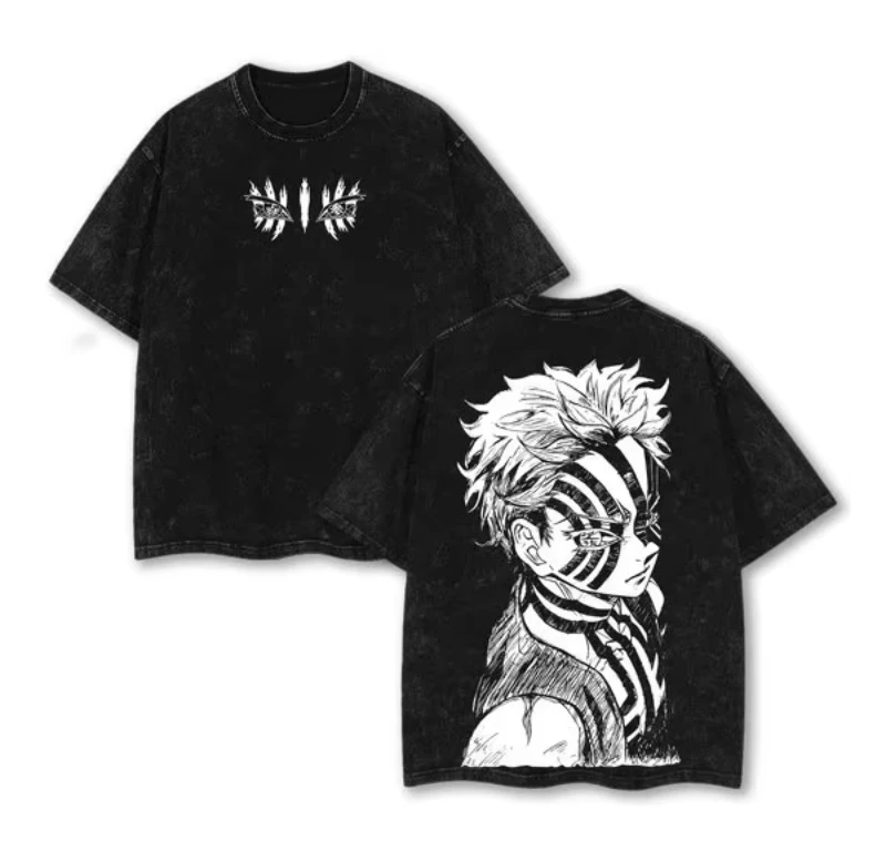

Футболка оверсайз унисекс 2026 Streetwear Demon Slayer в винтажном стиле с эффектом потертости, с коротким рукавом, с аниме-принтом, повседневная, летняя, Y2K