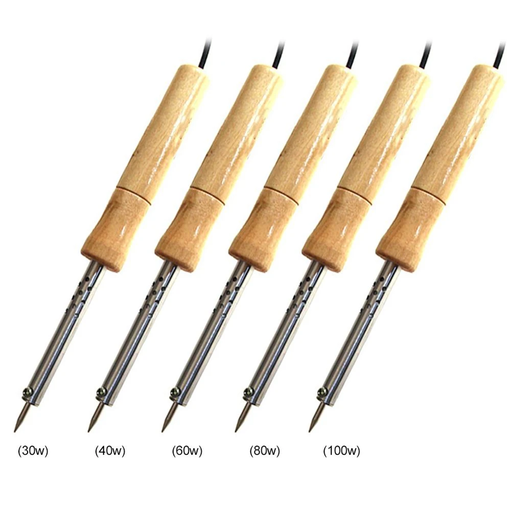 220 فولت المعيار الأوروبي جولة التوصيل سبيكة لحام 30 واط/40 واط/60 واط/80 واط/100 واط وأشار مقبض خشبي سبيكة لحام #1