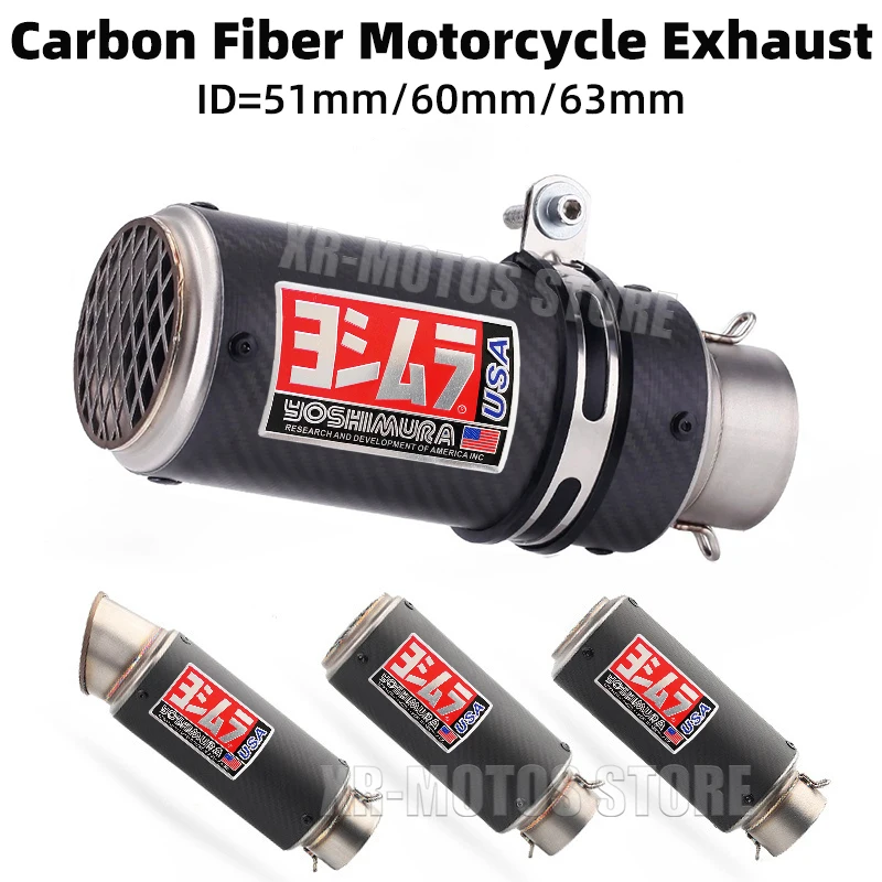 

Carbon Fiber 51mm 60mm 63mm Yoshimura Motorcycle Exhaust Muffler Escape for Honda Kawasaki Yamaha Suzuki Exhaust Modified Parts