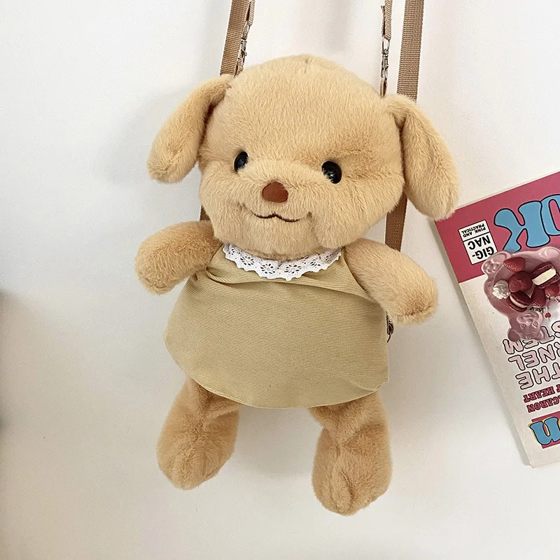 Novo bonito poodle cão de pelúcia mochila amarelo filhote de cachorro plushie boneca kawaii simulação anime brinquedo de pelúcia presentes para namorada