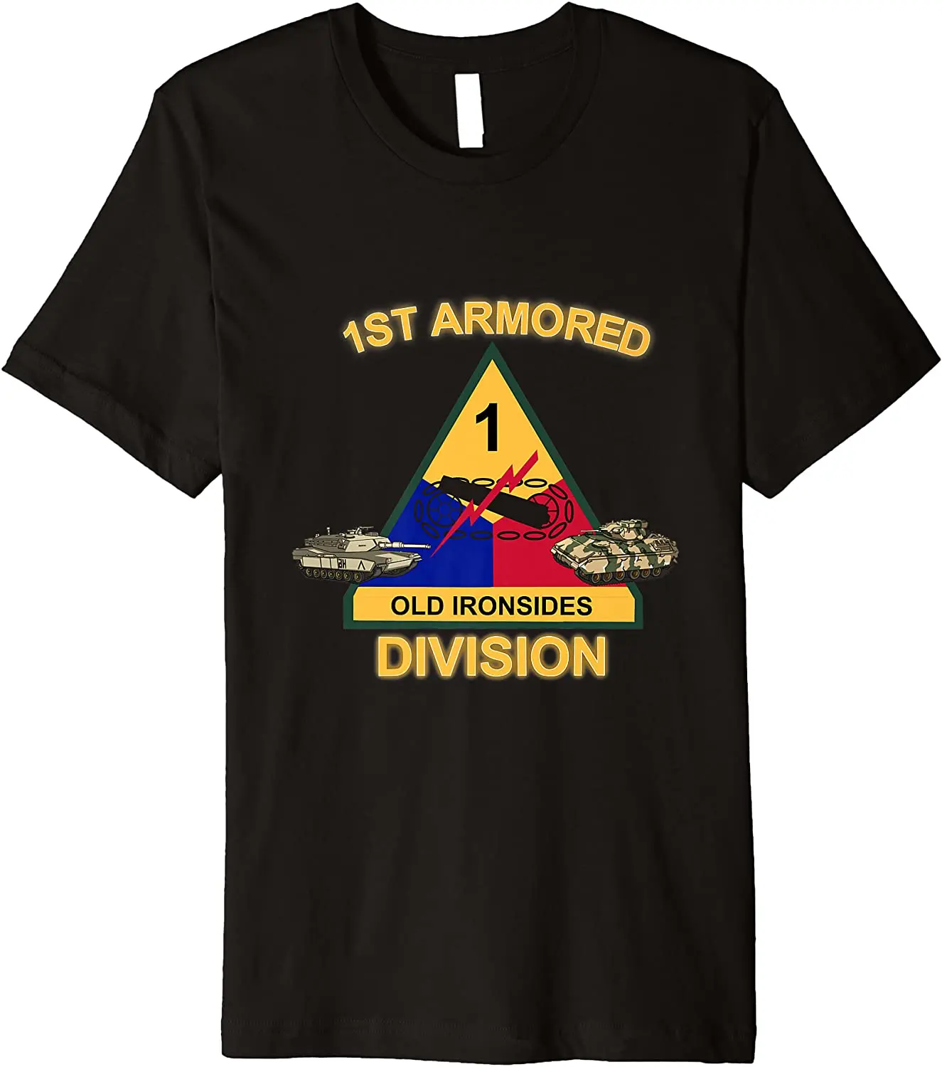 

US Army 1st Armored Division - Old Ironsides T-Shirt New 100% Cotton Short Sleeve O-Neck T Shirt Casual Mens Top