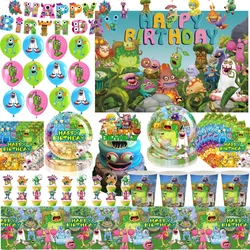 My Singing Monsters Birthday Decoration Disposable Tableware Tablecloth Plate Cup Balloon Baby Shower Kids Boys Party Supplies