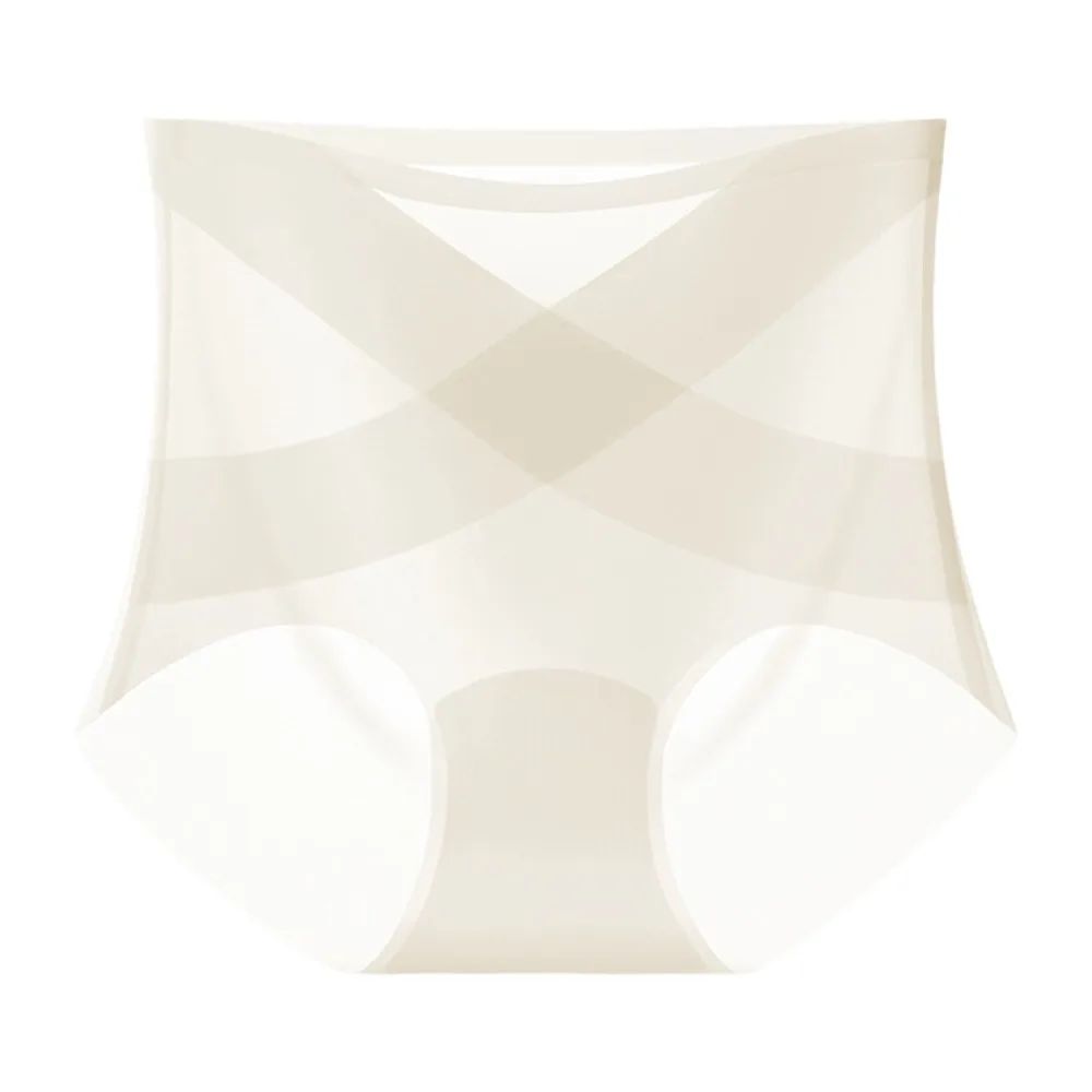 

High Waist Briefs Thin Ice Silk Panties Belly Contracting Shapewear Slimming Shapers Mulberry Silk Crotch Seamless