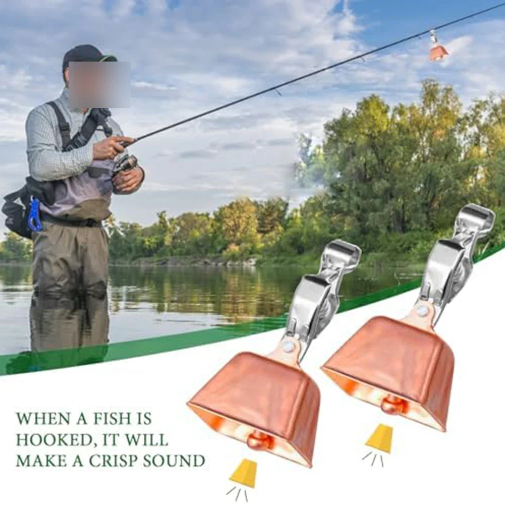 

21-Piece Fishing Alarm Bells - Stainless Steel With Copper-Look Finish, Adjustable Clips For Casting/Sea Rods Angling Gear