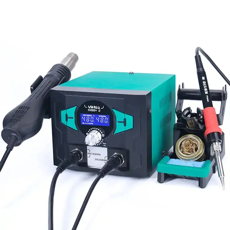 

Yihua 938BD+ II Intelligent Digital Display Hot Air Gun Soldering Station For PCB Repair Rework Soldering Iron Welding Solder