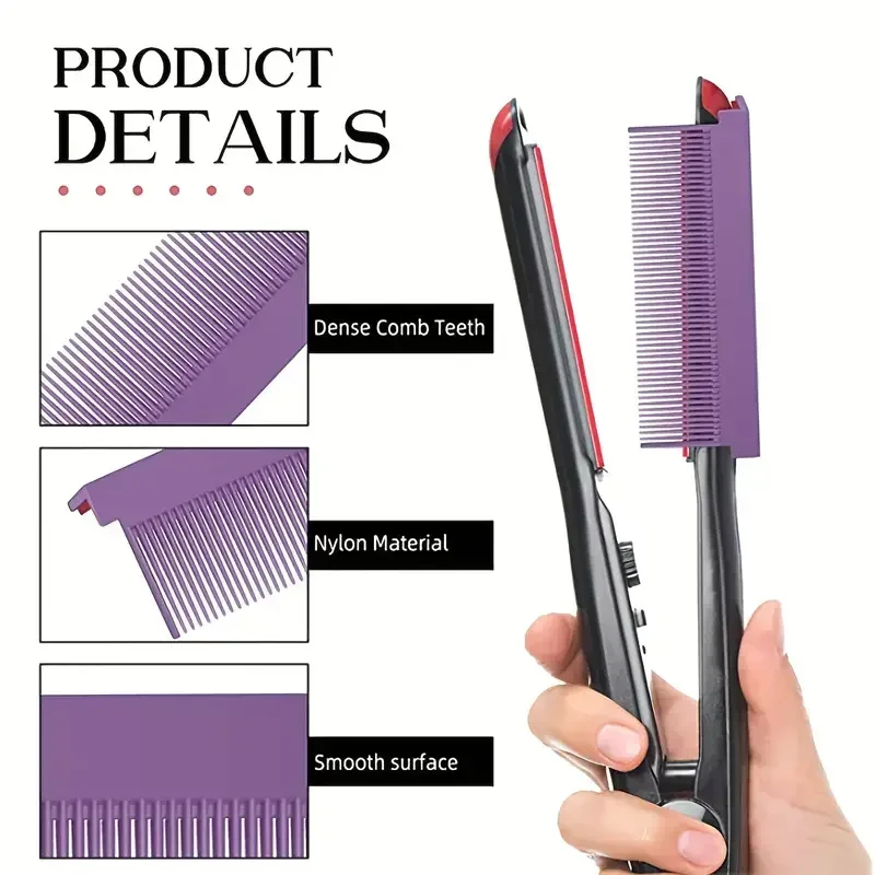 1pcs Barber Straightening Comb Attaches To Flat Iron For Low And High Temperature Hair Straightner DIY Hair Styling Tool Travel