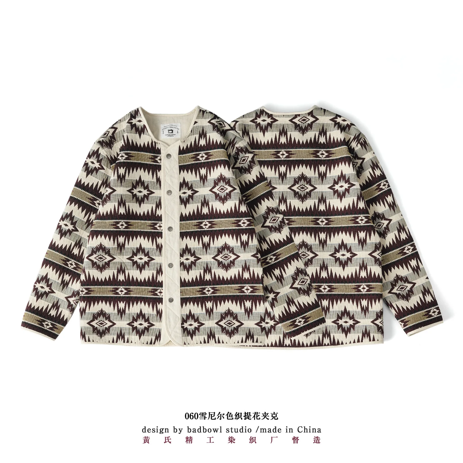 Autumn and Winter New Men's Jacket American Retro Indian Pattern Flight Jacket Coat Thickened Water Washed