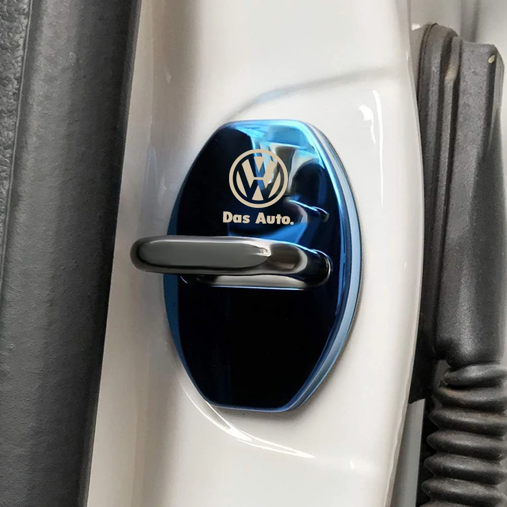 4pcs Car Door Lock Protective Cover Stickers for Volkswagen VW Golf 6 7 8 Passat CC 4 Motion MTM Blue Motion Caddy Polo Jetta