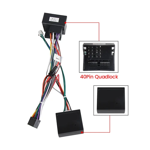 Imagen 2 del producto Caja Canbus para Volkswagen Golf 5/6/Polo/Passat/Jetta/Tiguan/Touran/Skoda Cable de alimentación de arnés de 40 pines Android Radio de coche Multimedia