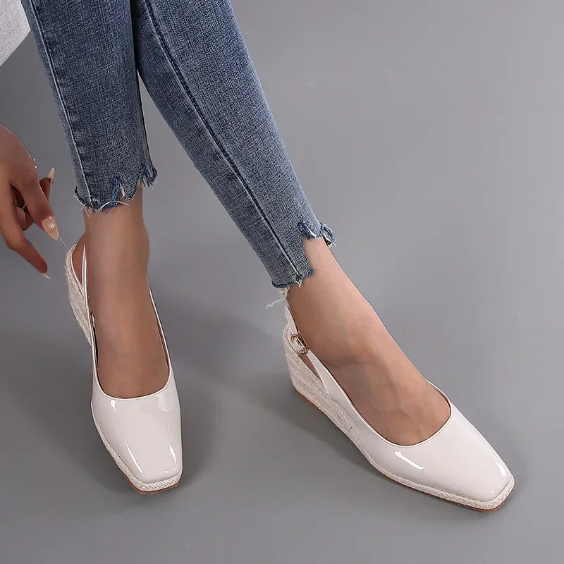 2025 Summer Fashion Ladies High Heels Women Wedges Shoes Brand Woman Party Shoes Elegant Women Pumps Plus Size 42 Heel 8cm D338