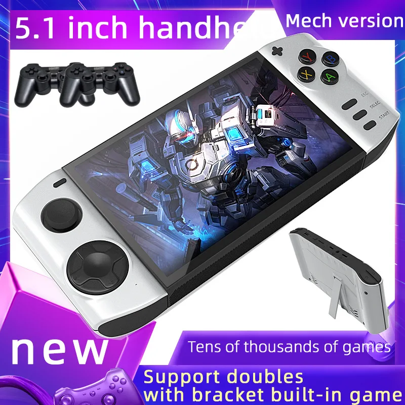 Mecha Version Doubles Battle Handheld 5.1 Inch HD Screen PSP Retro Game Console 8G Memory Support RM/VB/AV/FL/V Format Playback