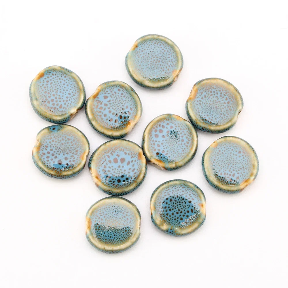 10Pcs Charm Flat Round Ceramic Beads For DIY Bracelet Jewelry Making Accessory Cube Square Chinese Porcelain Spacer Bead Crafts