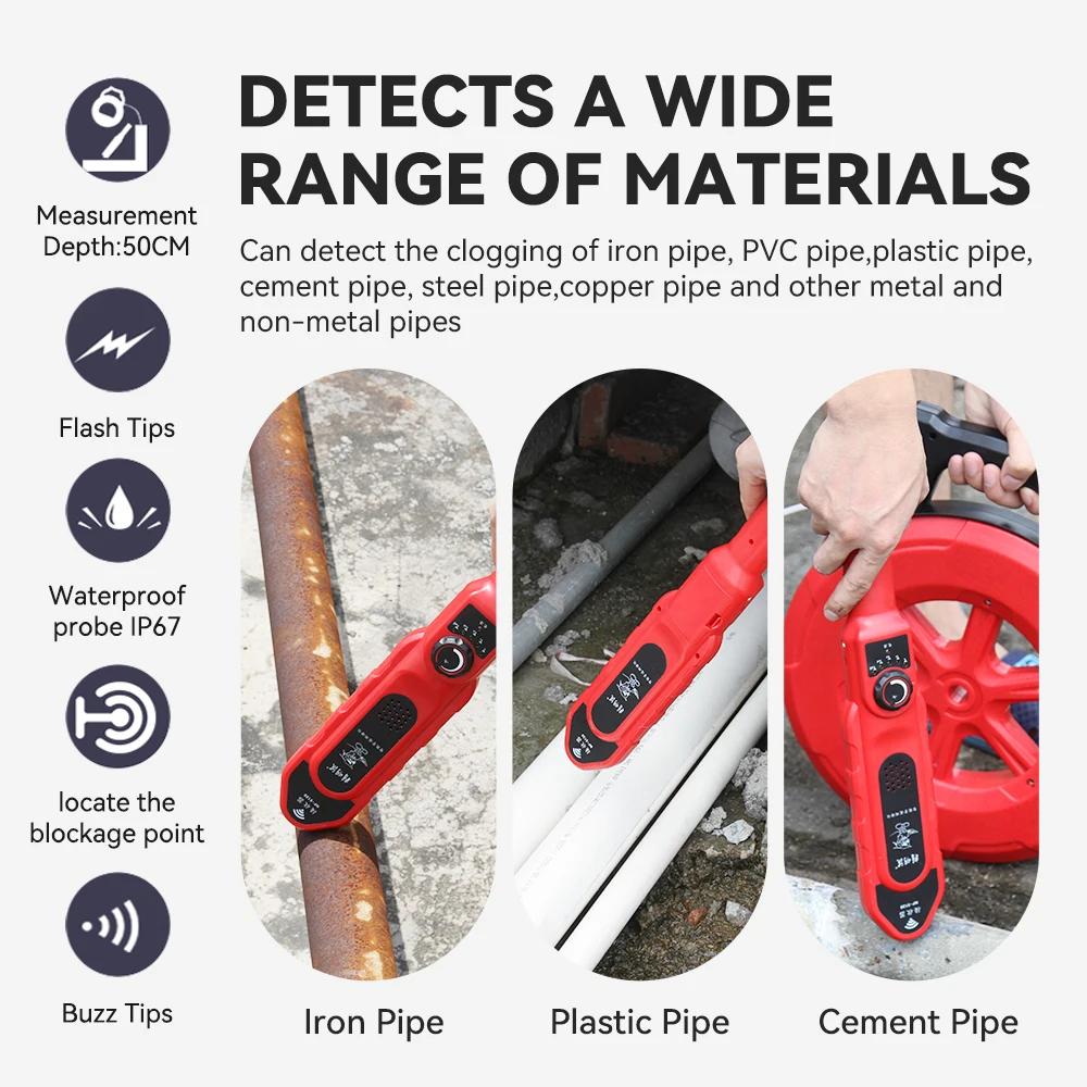 NOYAFA NF-5120 Pipe Blockage Detector Clogging Plumber Instrument Diagnostic-tool Scanner Detect Iron/PVC/Cement/Steel Pipe