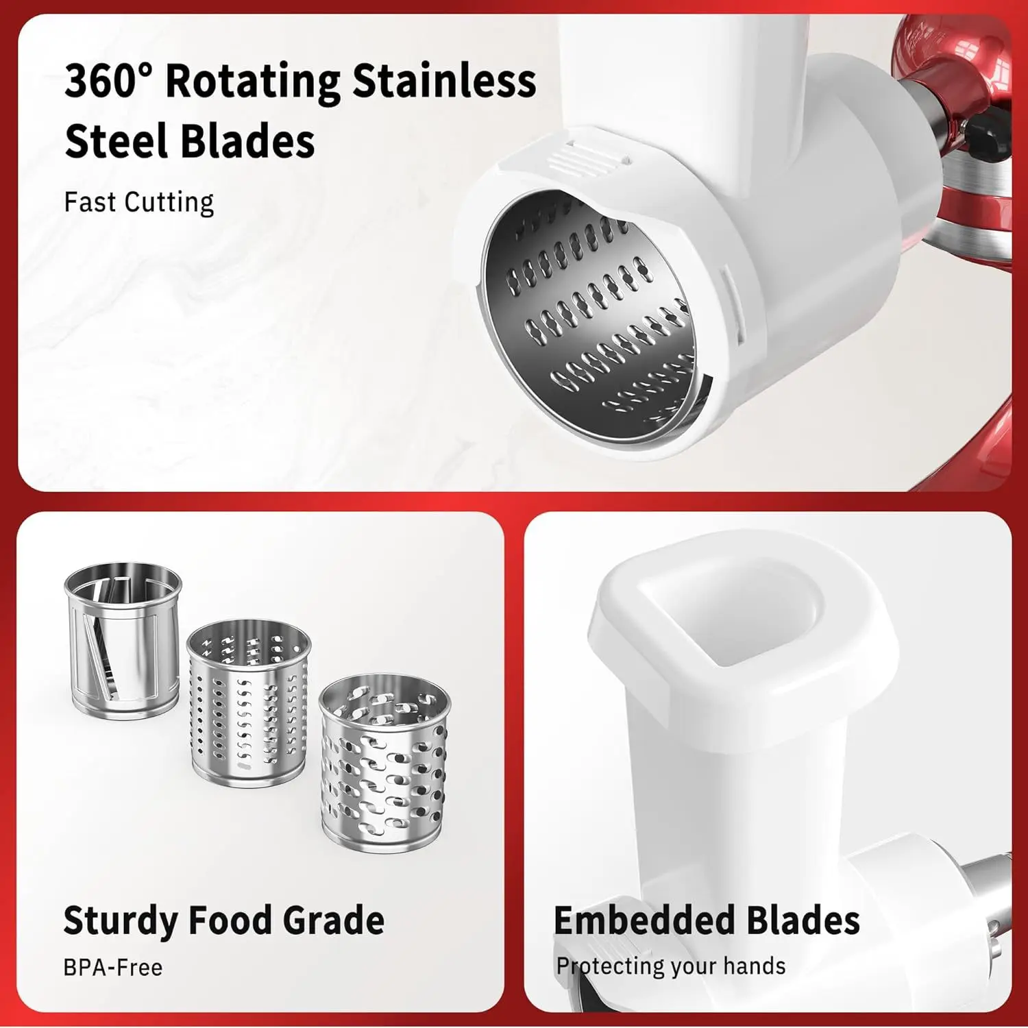 For Kitchenaid Vegetable Cutter Accessories Sliced Shredded Kesan Easy Cut Cheese Shredded Hot Sale