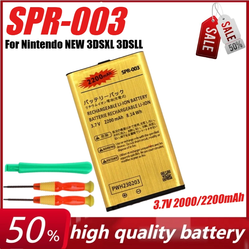 

3.7V 2000/2200mAh SPR-003 SPR003 Li-ion Battery for Nintendo NEW 3DSXL 3DSLL for Nintendo 3DSLL/XL Replacement Battery+Tool