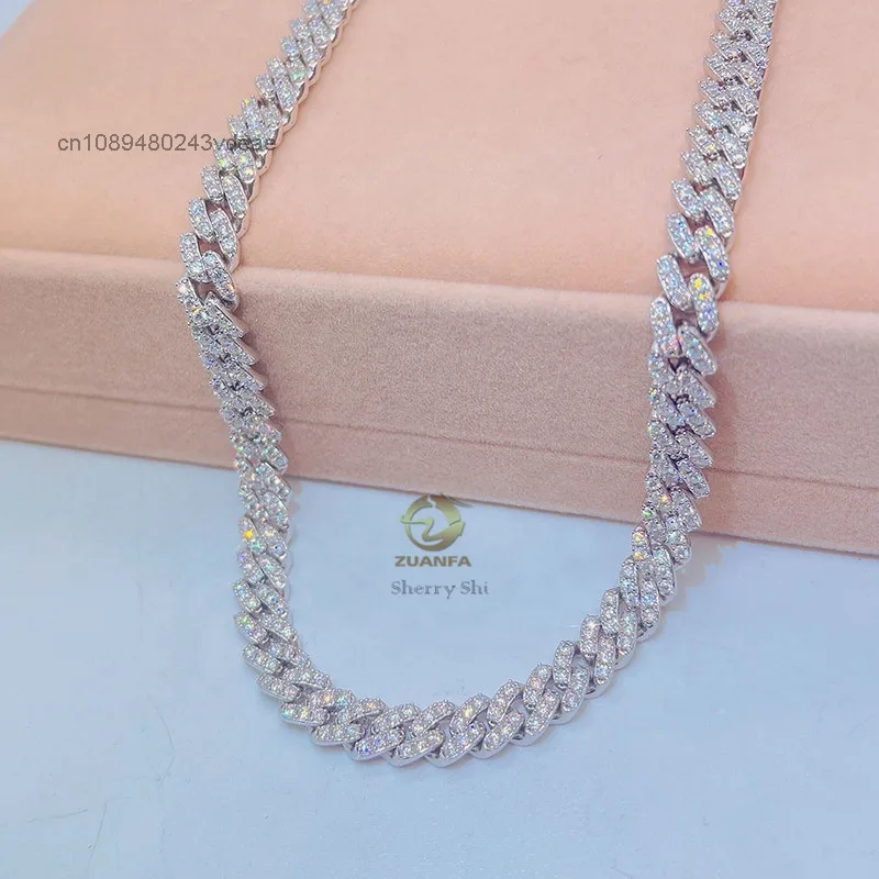

Лидер продаж, Прямая доставка, Iced Out Vvs, бриллиантовая кубинская цепочка в стиле хип-хоп, 8 мм, муассанитовая цепочка