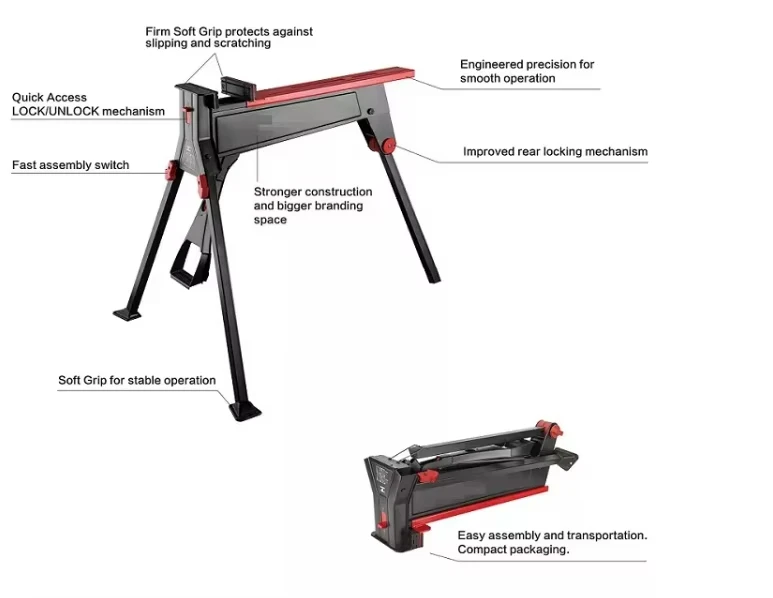 Folding Saw Horse Work Table Portable Workstation Clamping System Jaw Horse Clamp Bench