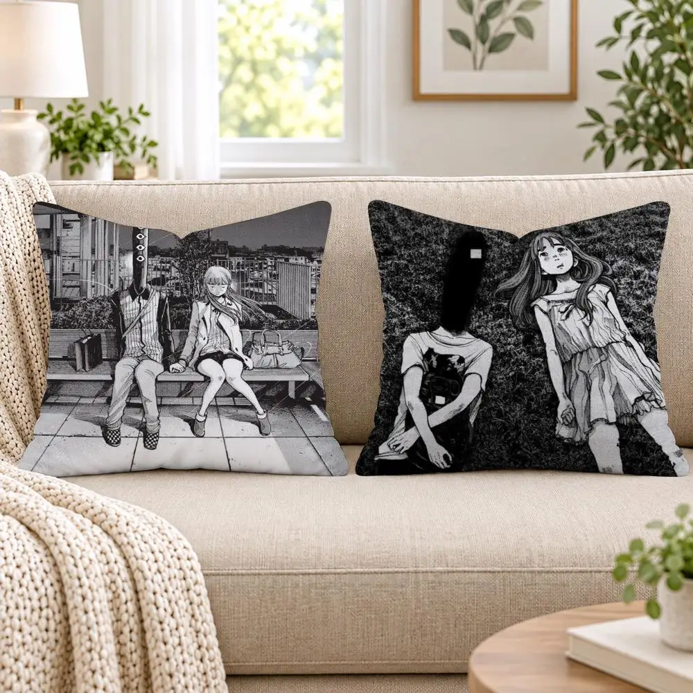 G-Goodnight P-Punpun Cushion Cover Short Plush Double-Sided Printing Sofa Bedroom Pillow Case Aesthetic Home Decor