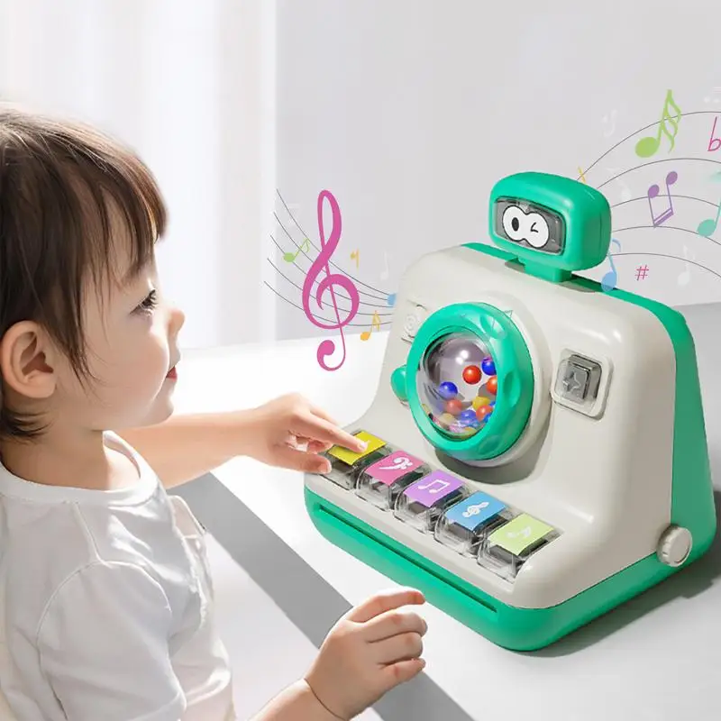 Giocattoli musicali a forma di fotocamera giocattolo con tastiera per bambini con attività di apprendimento dello strumento musicale sonoro e leggero giocattoli per lo sviluppo precoce per