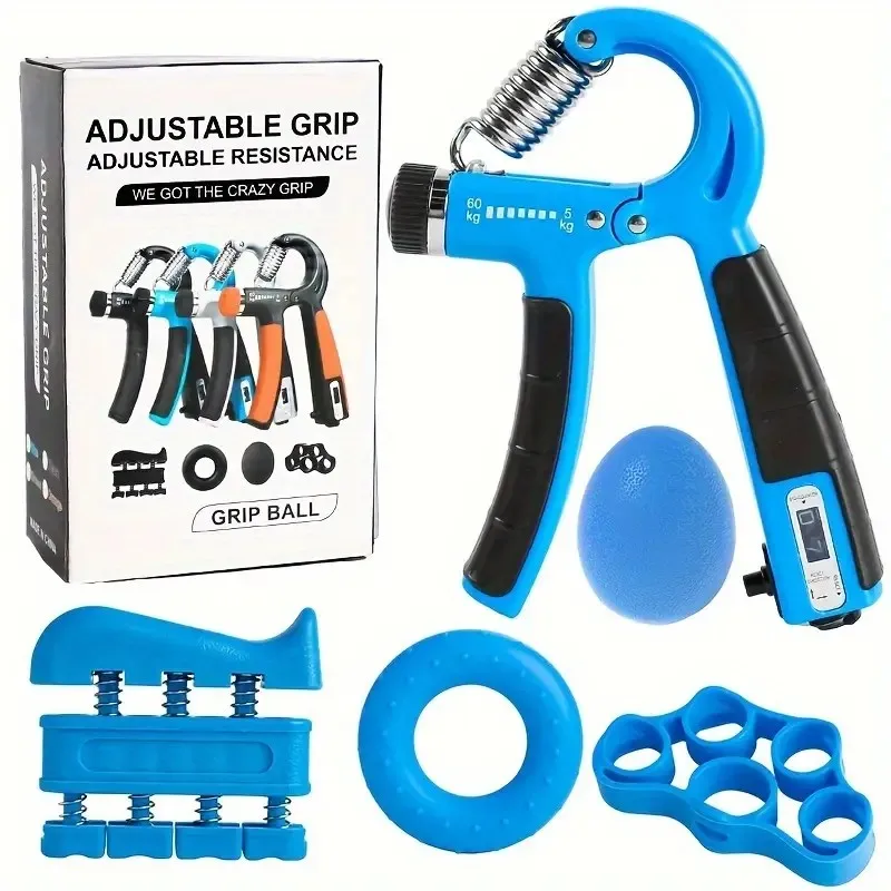 5-60kg Adjustable Hand Grip Strength Strengthener Trainer Full Set With Counter Wrist Forearm And Hand Exerciser For Muscle