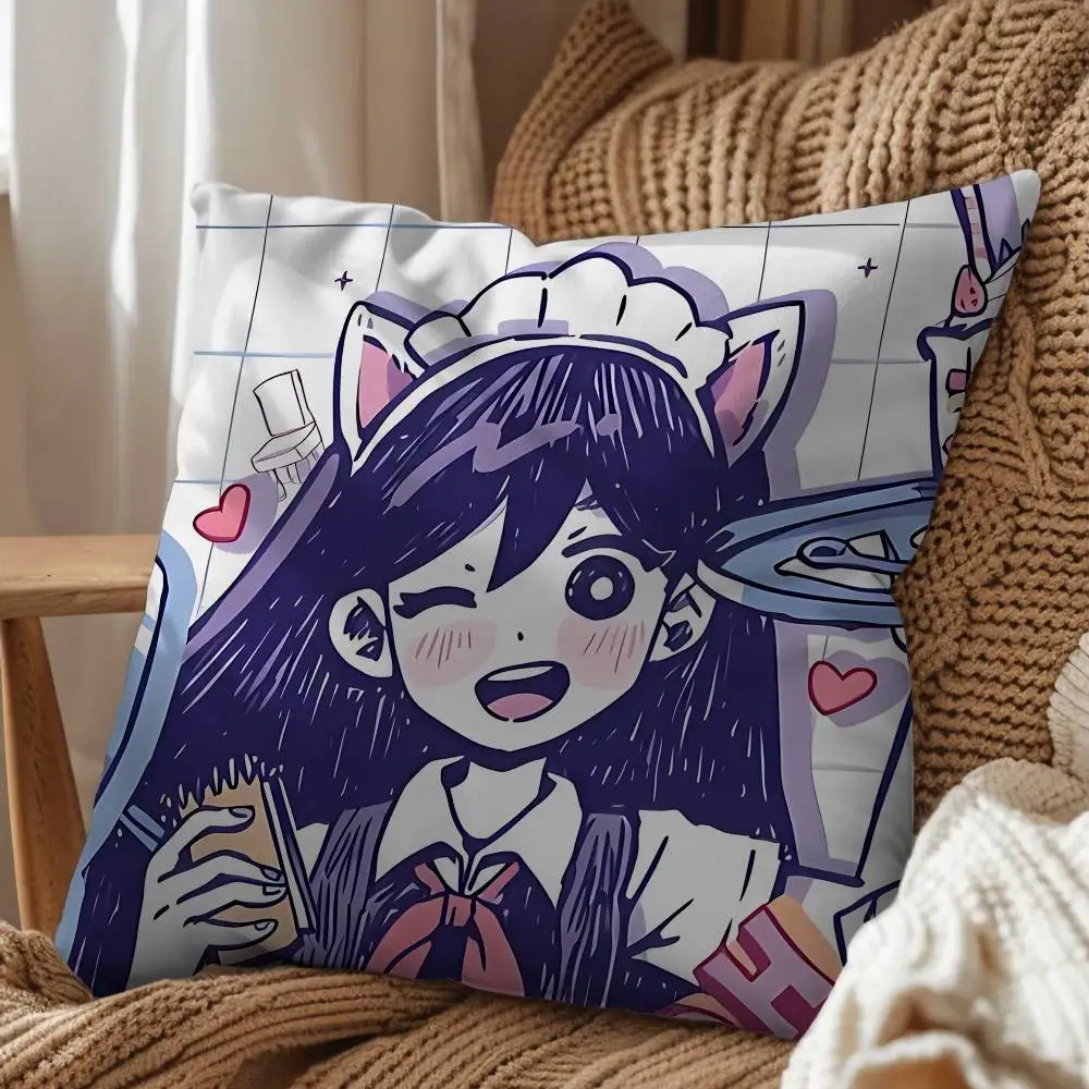 Series Mari game Basil Omori Game Pillow Case Anti-dustmite Pillowcase Invisible zipper silky short plush Sofa cushion cover