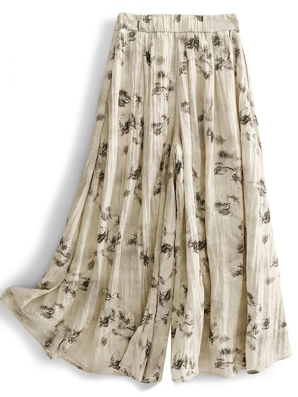 الفنية علامة المياه واسعة الساق السراويل عالية الخصر عادية فضفاضة تناسب الصيف حجم كبير الملابس النسائية تنوعا التخسيس تنورة السراويل #3