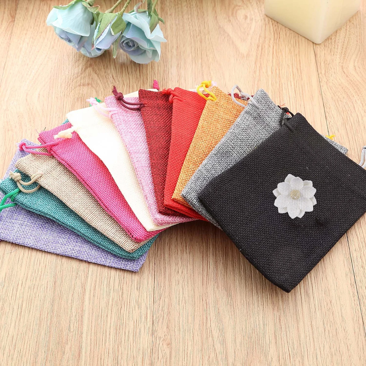 

10pcs Burlap Flowers Jute DIY Vintage Handmade Materials Wedding Decor Rustic Party Hair Bow Shoe Flower Environmental
