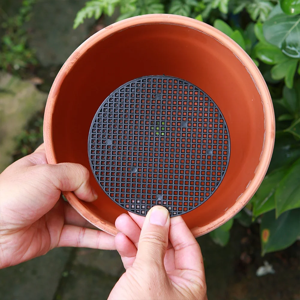 Plastic Drainage Mesh Pad for Pots Prevents Soil Spill Improves Airflow Black 4.5cm 7.5cm 10cm 12cm Pack of 80 or 100