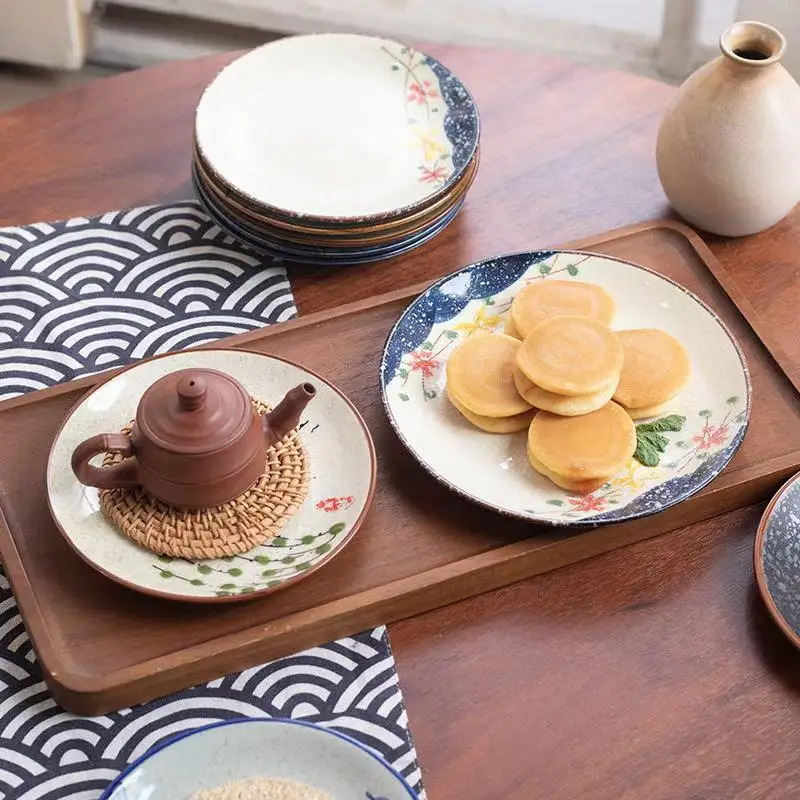 

Chinese Ceramic Plate Fruit Plate Pastry Household Dried Fruit Cold Dishes Small Dinner Plate Household Kitchen Supplies